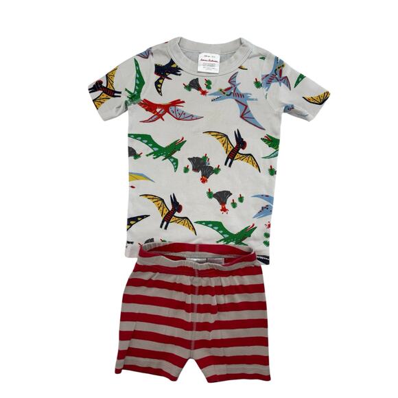 HANNA ANDERSSON Pterodactyl Flying Dino Pajama Set Size 4 100 Stripe Bottom - Picture 1 of 7